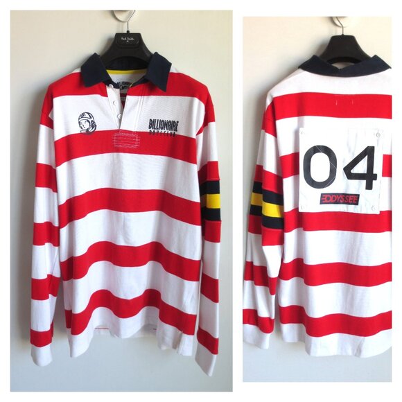 BILLIONAIRE BOYS CLUB MEN'S STRIPED RUGBY POLO SHIRT Sz-L - Picture 1 of 7